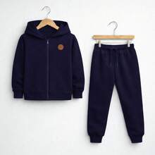 Boys' Basic Winter Set With Zipper - Black, Heather Gray, And Navy Blue - 3 套不同套裝 - 查看 8