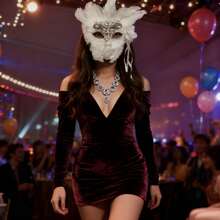 Máscara de alta calidad hecha a mano, máscara de disfraz para baile de máscaras, baile de graduación, disfraz de fiesta de festival, accesorio de maquillaje para conciertos, máscara unisex de cara completa con plumas, máscara blanca con diamante de imitación, máscara de Halloween, máscara veneciana - Ver 6