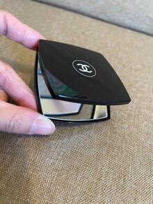 CHANEL Black Portable Dual-Fold Makeup Mirror, Square Shaped With Iconic CC Logo, 180 Degree Rotation, Compact Travel Mirror - Black - View 2