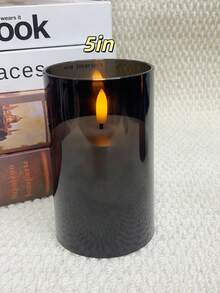 3pcs Black Flat-Top Flickering Acrylic Flameless Candles With 3D Wick, Battery Operated, Remote Control, Timer, Suitable For Home Decor, Bathroom, Study, Wedding, Garden, Autumn, Halloween, Christmas - Black - View 13