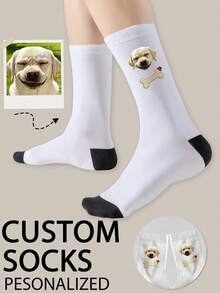 1双定制船袜，个性化人脸袜，情侣袜，定制照片袜，定制印花袜，趣味个性化人脸袜，定制图案袜，可印制任何人脸，周年纪念礼物，情人节礼物，生日礼物，结婚礼物，母亲节礼物，父亲节礼物，送给闺蜜的礼物，送给爸爸妈妈的礼物，送给女朋友/男朋友的礼物 - 白色 - 查看 1