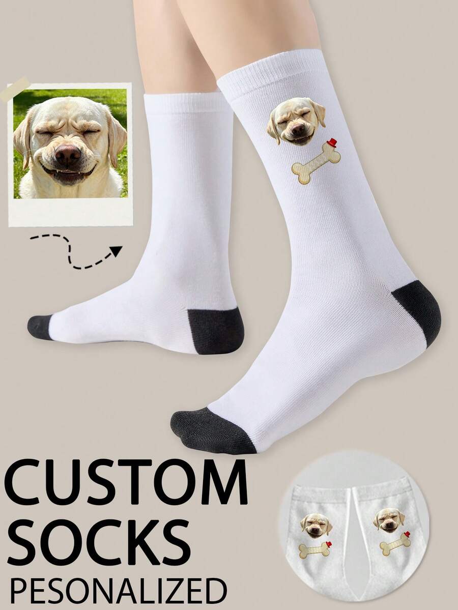 1双定制船袜，个性化人脸袜，情侣袜，定制照片袜，定制印花袜，趣味个性化人脸袜，定制图案袜，可印制任何人脸，周年纪念礼物，情人节礼物，生日礼物，结婚礼物，母亲节礼物，父亲节礼物，送给闺蜜的礼物，送给爸爸妈妈的礼物，送给女朋友/男朋友的礼物 - 白色 - 查看 1