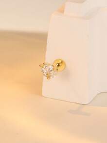 1 đôi bông tai bạc 925 hình trái tim dễ thương đính đá Cubic Zirconia, thích hợp cho nữ giới đeo hàng ngày, hẹn hò, du lịch, đám cưới, tiệc tùng, quà tặng ngày lễ. - Vàng - Xem 2