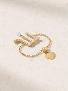 奢华独特精致创意精美珠宝 925 纯银新款时尚星座可调节链戒指，专为女孩设计 - 金色 - 查看 4