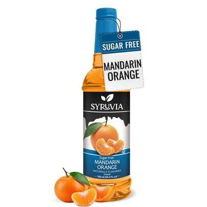 Syruvia Sugar-Free Mandarin Orange Flavored Syrup - 25.4 Fl Oz Premium Flavoring Syrup - Kosher, Gluten Free, Perfect For Drinks, Soda, Shakes, Cocktails, Desserts And More.