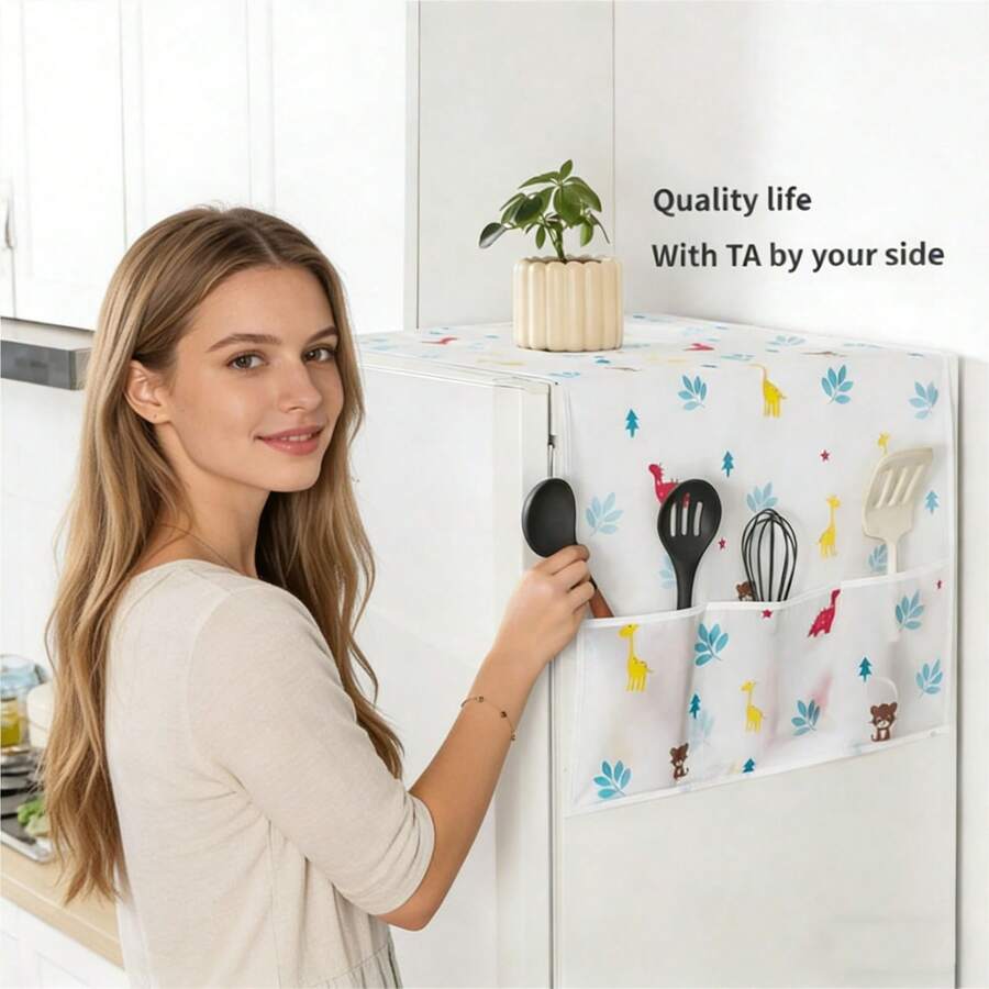 1Pc 62cm*180cm Floral Pattern Refrigerator Dust Cover/Washing Machine Dust Cover Suitable For Home Appliances, Schools, Offices, Homes, Travel, And Home Decor.