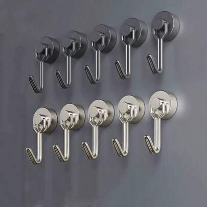 1/5/10pcs 180° Rotatable Heavy Duty Magnetic Hooks, 9kg Pull Force Magnetic Hooks, Suitable For Boats And Home Kitchen, Holds Various Small Tools, No Drilling Magnetic Hooks
