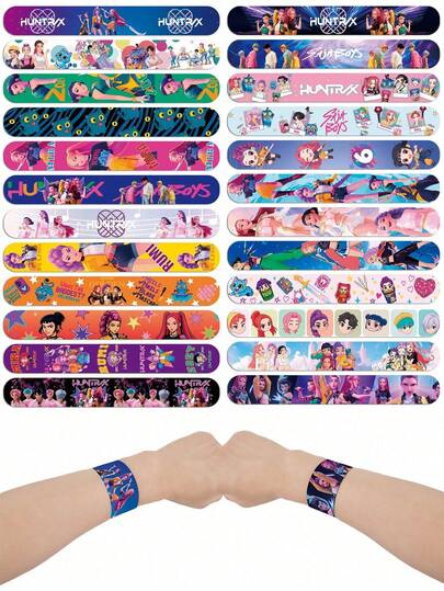 12/24pcs K-POP Cartoon Clapping Bracelets, Anime Character Pattern KPOPPP Clapping Rings, Theme Birthday Party Supplies, Photo Props, Christmas, Valentine''s Day, Easter Gifts
