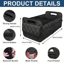 1 Car Trunk Storage Box, Vehicle Storage Container, 6-Pocket Organizer, Car Accessories, Automotive Storage, Luggage Compartment, Trunk - A - View 2