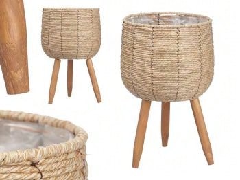 factory paintings Macetero Decorativo con Patas Elena 39cm de Fibra Natural | Estilo Nórdico para Interior