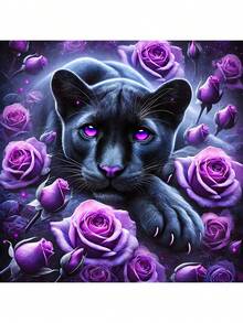 1 Set Unframed Round Diamond Painting, Purple Rose & Leopard Print, 5D Diamond Painting Full Artificial Crystal Mosaic Painting Kit, Suitable For Beginners, Handmade DIY Diamond Painting Gem Art Home Wall Decor Gift - round diamond - View 9