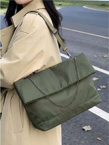 女士大容量折叠手提包，尼龙链条单肩包 - 彩色 - 查看 6