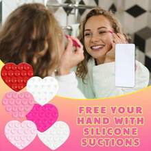 Paquete de 6 ventosas de silicona con forma de corazón multifuncionales de doble cara, accesorio para grabación de video y selfie de teléfonos móviles, fuerte adherencia, ventosas de teléfono móvil multifuncionales, regalo de boda y fiesta de cumpleaños - Multicolor - Ver 7