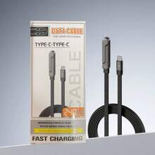 1条240W快充1.5米可折叠支架数据线，PD协议，黑色编织Type-C接口，兼容苹果平板电脑和智能手机，带支架的弯角充电线 - 黑色 - 查看 8