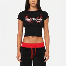 New European And American Street Style Printed Short-Sleeve T-Shirt Top - màu đen - Xem 2