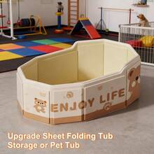 Foldable Swimming Pool/Bathtub, No Inflation Required, Hot/Cold Water, Portable Bathing Tub, Multi-Purpose, Travel Friendly Compact Folding Bathtub, Easy To Clean PVC Mini Pool/Tub, Suitable For Indoor/Outdoor Use, Travel, Gifts, Pet Owners - Multicolor - View 3