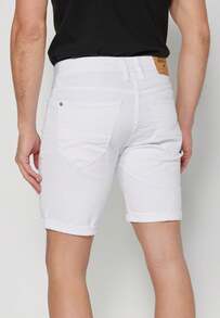 Koroshi Men's Regular Fit Stretch Denim Bermuda Shorts | Casual Wear WHITE / WHITE 30 - White - View 6