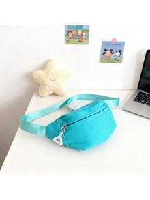 1pc Zipper Closure Waist Bag For Teenagers, Nylon Crossbody Fanny Pack, Casual Backpack - 720# Solid Color - View 12
