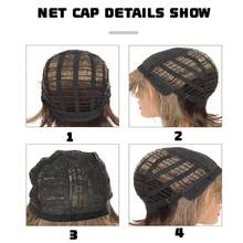 女士时尚合成假发，带空气刘海，短直发假发片 - 間色 - 查看 8