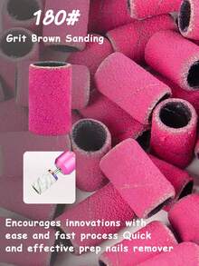 50pcs Electric Nail Grinder Sanding Bands - Fit For Electric Nail Grinder, 3 Colors With Different Coarseness 80/120/180 Grit Sanding Bands, With Small Clamp Holder, Suitable For Acrylic Nail Gel, Nail & Foot Care, Manicure Tools (Brown, Zebra Print, Bright Pink) - Multicolor - View 6