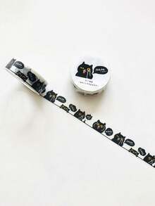 5m Fita Adesiva Destacável com Estampa Fofa de Gato, 15mm X 5m Design de Gato Preto e Branco, Suprimentos de Escritório - multicolorido - Visão 6