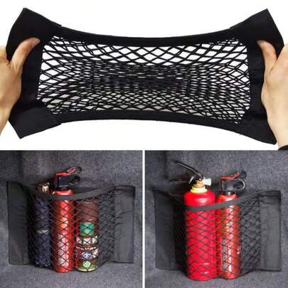 Red de malla organizadora para el maletero trasero del coche, bolsa de almacenamiento en el respaldo del asiento, bolsillo universal para ordenar y guardar cosas en el coche con cuerda elástica