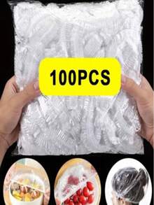 50/100/200pcs Disposable Plastic Wrap, Thickened PE Anti-Tear Food Preservation Film, Suitable For Household Fruit Plates, Dishes, Bowls, Vegetables, Sliced Fruits, Etc. - Transparent - View 10