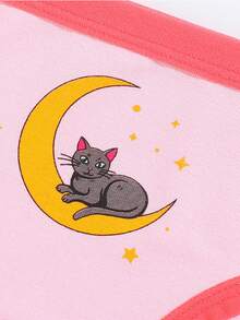 4pcs/Pack Girls' Soft Comfortable Cute Cat Pattern Bikini Briefs - Multicolor - View 4