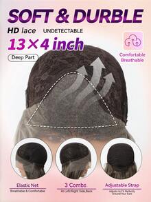 14 Inch 13x4 Lace Front Wig, High Temperature Fiber Synthetic Wig, Ash Brown Natural Straight Layered Bob Wig For Women - Piano Color - View 4