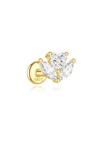 1 đôi bông tai bạc 925 hình trái tim dễ thương đính đá Cubic Zirconia, thích hợp cho nữ giới đeo hàng ngày, hẹn hò, du lịch, đám cưới, tiệc tùng, quà tặng ngày lễ. - Vàng - Xem 4