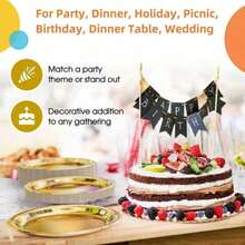 100/50/25/10/2pcs Gold Thickened Reusable Plates, Dessert Plates, Cake Plates, 7inch/9inch Round Plates, Elegant Polished Metal Rim, Waterproof , Suitable For Picnics, Dinners, Parties, Christmas, Communion, Valentine's Day - Multicolor - View 9