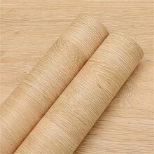 1卷自粘橡木纹理PVC壁纸，乙烯基材质，逼真木纹，易粘贴易移除，耐油，防水，耐热，非常适合厨房橱柜、台面、家具和墙面翻新，易于安装，壁纸翻新，无缝图案设计，耐油材质，尺寸：15.7英寸 x 196.8/118.1/39.3英寸，自粘可移除木纹壁纸 - 原木色 - 查看 12