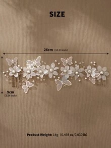 1/2 件装 Fairycore 蝴蝶花朵装饰发梳，优雅仿珍珠流苏婚礼发饰，浪漫新娘头饰，派对及摄影道具 - 金色 - 查看 10