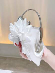 Versatile Fashion Women Clutch Bag, Suitable For Formal Dress, Wedding, Bridesmaid, Elegant Floral Party Evening Handbag, Tready Party Bags,Perfect For Party, Wedding, Prom, Dinner/Banquet, Perfectly Matching With Prom Dresses For Women, Prom Accessories,Sequin Dress Women,Sparkly Dress,Elegant Dresses For Women, Elegant Prom Bag - 白色 - 查看 3