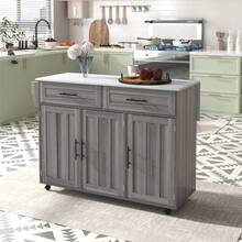 Mobile Storage Islands - Grey+White + MDF + Dining Room - View 6