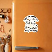 Fashionably Late, Naturally Slow: Dilly Dallying Duck Magnet With Floral Accents, An Illustration-Style Reminder That Taking Your Time Is Okay - A - View 3