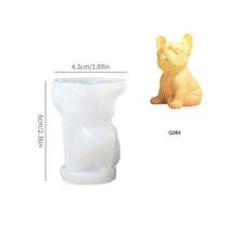 3D French Bulldog Silicone Mold, DIY Animal Sitting/Standing Dog Candle Resin Mold - White - View 3