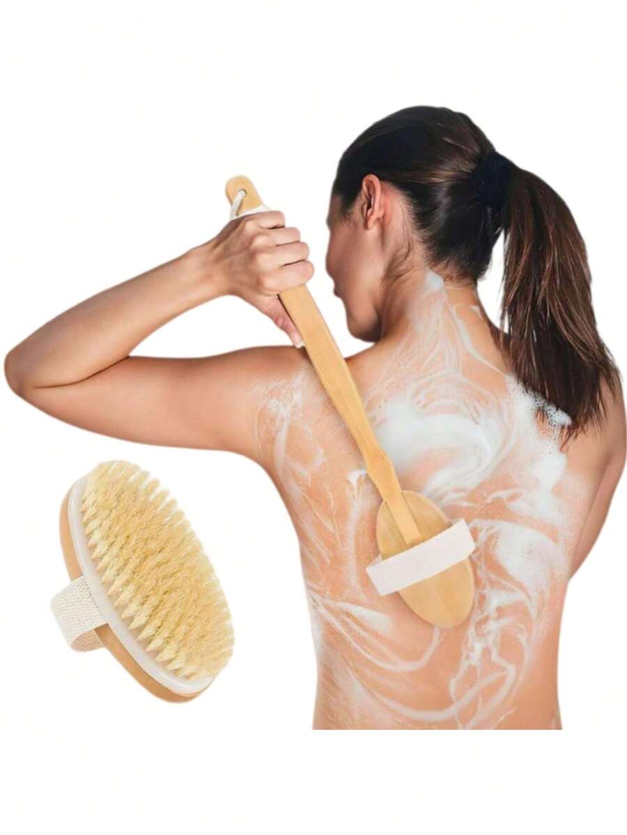 1pc Exfoliating Wooden Body Massage Shower Brush Natural Bristle Bath Brush Soft SPA Woman Man Skin Care Wet Dry Body Brush
