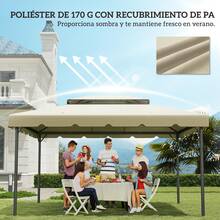 Outsunny Techo de Repuesto para Cenador, 4x3 m, Cubierta de Repuesto con Doble Techo, 8 Orificios de Drenaje, SOLO Toldo de Recambio para Pabellón Gazebo - Beis - Ver 7