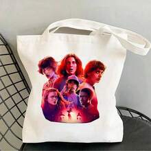 DOBBLE 1 chiếc túi tote vải canvas in hình phiên bản cuối cùng mùa 5, túi đeo vai thời trang dành cho học sinh, kiểu dáng ngẫu nhiên, thích hợp làm quà tặng năm mới, ngày Valentine, lễ Phục sinh. - Nhiều màu - Xem 4