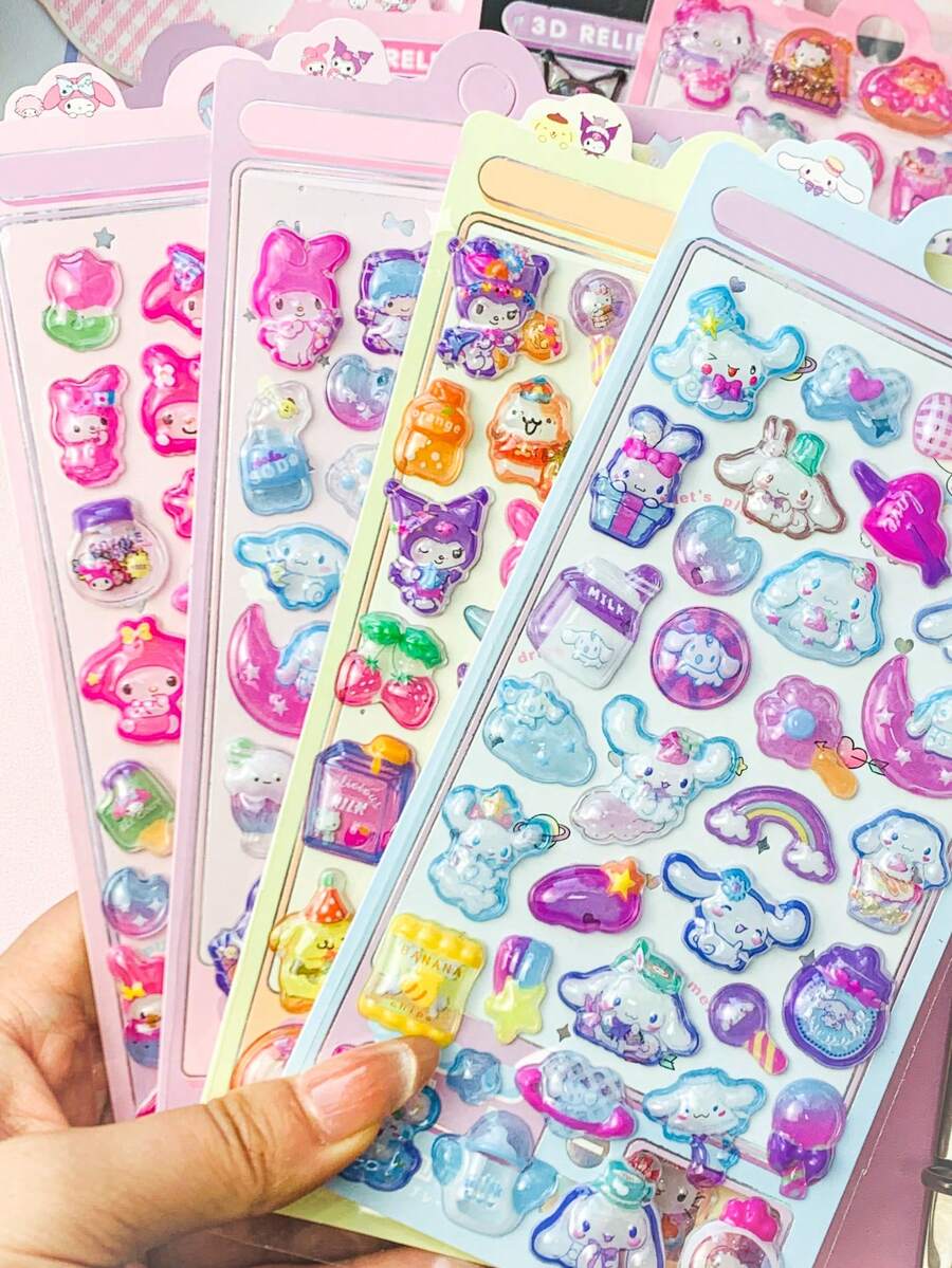 Pegatinas 3D con relieve luminoso, pegatinas de dibujos animados para niños - Multicolor - Ver 1