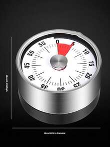 1Pc Stainless Steel Kitchen Timer With Strong Magnetic Back – Loud Alarm Mechanical Countdown Clock For Cooking, Baking, Study & Office – Easy-To-Read Dial, No Battery Required - Multicolor - View 12