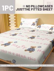 1 bộ ga trải giường in hình gấu, họa tiết động vật và chữ cái theo phong cách tối giản hiện đại, đã qua xử lý giặt, dùng cho phòng ngủ (không bao gồm vỏ gối). - Nhiều màu - Xem 2