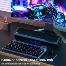 Genérico Barra de Sonido 2.0 con Iluminación RGB Ángulo de 28° para Sonido Inmersivo Bluetooth 5.3 Óptico AUX para Teatro en Casa PC Gaming y Fiestas - como en la foto - Ver 3