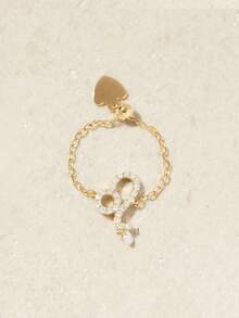 奢华独特精致创意精美珠宝 925 纯银新款时尚星座可调节链戒指，专为女孩设计 - 金色 - 查看 7