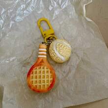 2D Flat Cute Resin Combination Tennis & Racket Keychain, Couples/Best Friends/Students Graduation Gift, Bag Charm - Tennis + Racket - View 9