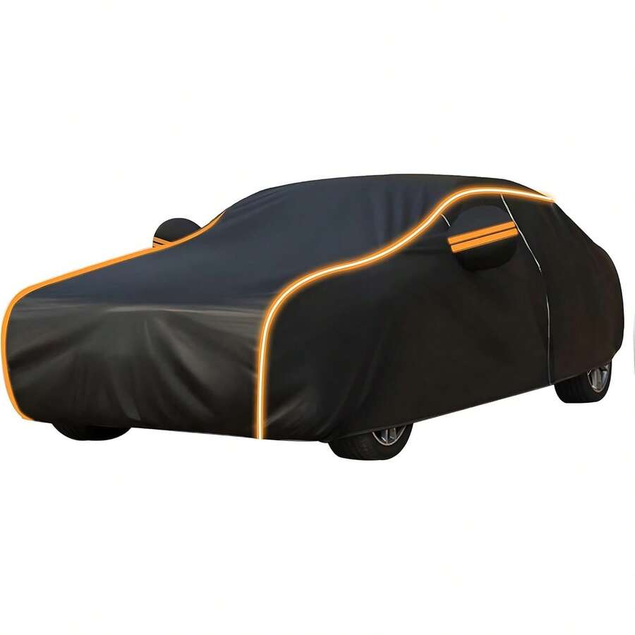 Cubierta para Automóvil,Cubierta para Auto Impermeable,Funda Universal para Coche con Cerradura de ,Tira Reflectante y Forro de Algodón,Antipolvo,Antilluvia y Antiuv(Naranja) - Verde - Ver 1