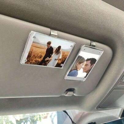 1个通用PVC磁性遮阳板夹 - 遮阳板钱包照片展示架，可爱宠物汽车配件，情侣理想礼物