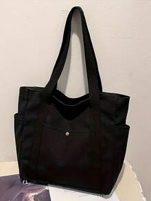 1 chiếc túi tote vải bố dung tích lớn, túi đeo vai nhiều ngăn, túi mua sắm tái sử dụng, quai xách thoải mái, dễ mang theo, thích hợp sử dụng hàng ngày và làm quà tặng, túi xách tay di động cho trường học, công sở, du lịch và mua sắm. - Nhiều màu - Xem 10