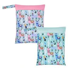 Baby Cloth Diaper Wet/Dry Bags, 2 Packs With Two Zippered Pockets, Waterproof, Washable, Reusable, Great For Travel, Beach, Pool, Gym, Swimsuit Or Wet Wear - Multicolor - View 16